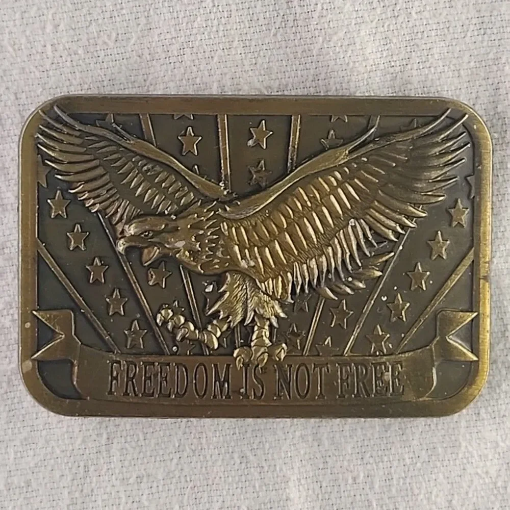 Belt Buckle Freedom Is Not Free 3D Eagle Stars Stripes Patriot 2014 Sponsor